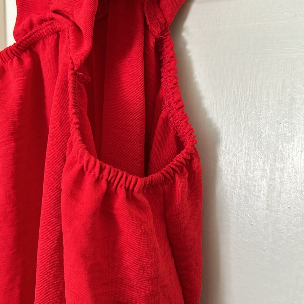 Cotton Bleu Ruffle Strap Red Large Sundress - Picture 4 of 7